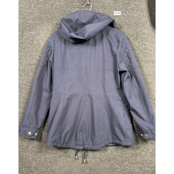 MICHAEL Michael Kors Jacket Womens Medium Navy Hooded Anorak Gold Hardware - Picture 2 of 10